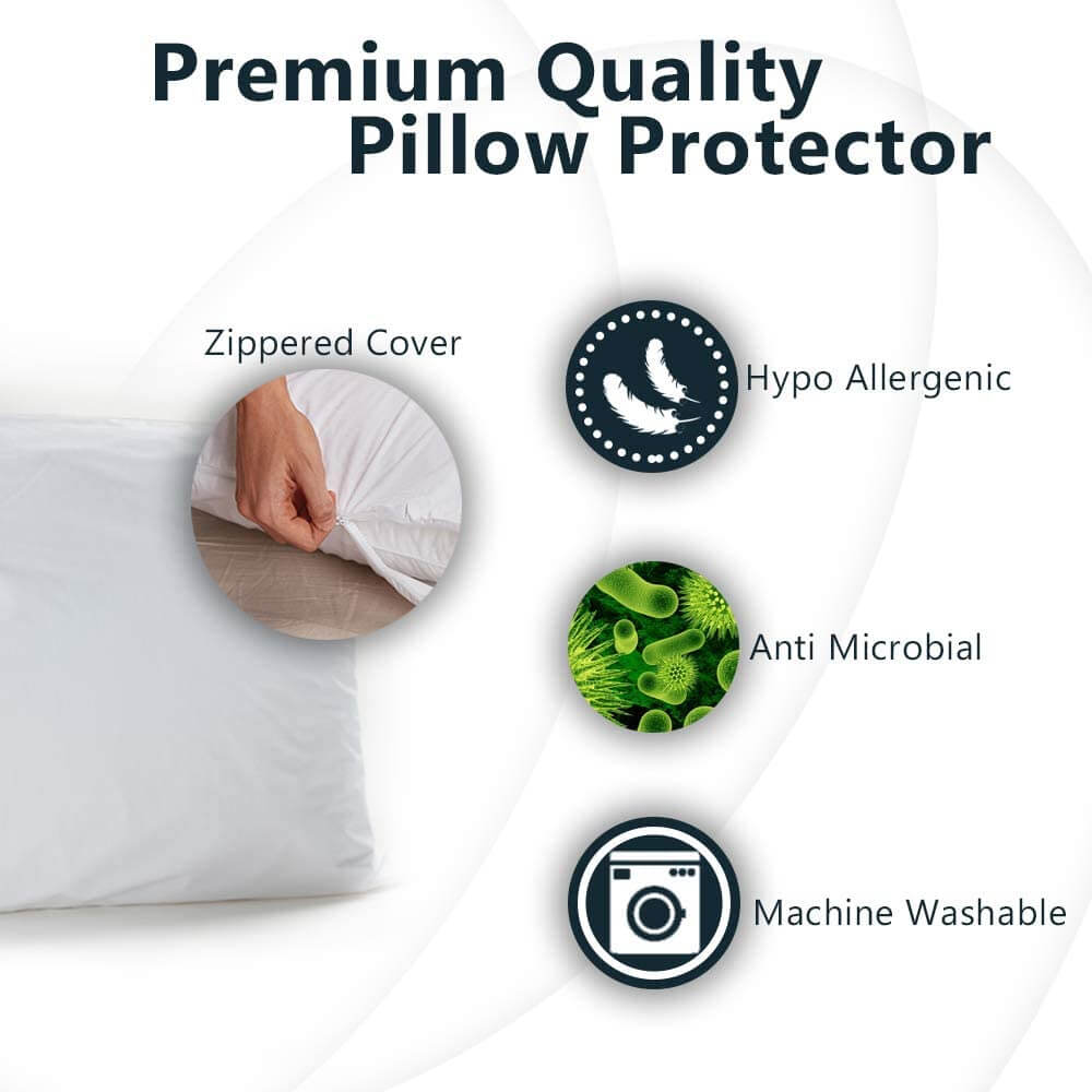 Great Choice Products Waterproof Pillow Protector Queen Size - Zippered Bed  Bug Pillow Protector 4 Pack - Hypoallergenic