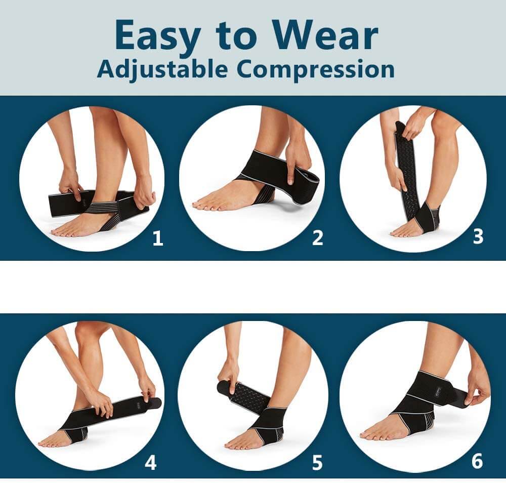 ComfiLife Ankle Brace for Men & Women ââ‚¬â€œ Adjustable Compression Ankle  Support Wrap ââ‚¬â€œ Perfect Ankle Sleeve for Plantar Fasciitis Achilles