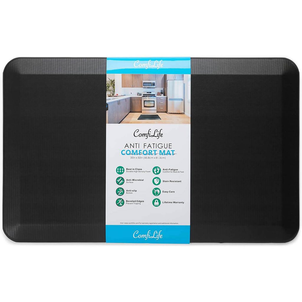 ComfiLife Anti Fatigue Floor Mat – 3-4 Inch Thick Perfect Kitchen Mat, Standing Desk Mat_black