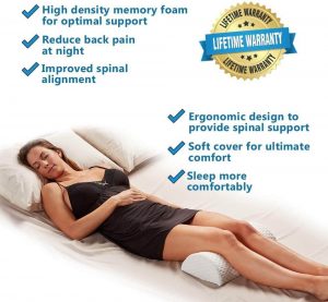 ComfiLife Bolster Pillow for Legs, Knees, Lower Back - 100% Memory Foam Half Moon Pillow