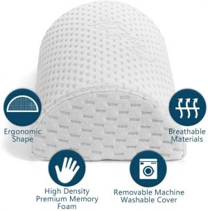 ComfiLife Bolster Pillow for Legs, Knees, Lower Back - 100% Memory Foam Half Moon Pillow