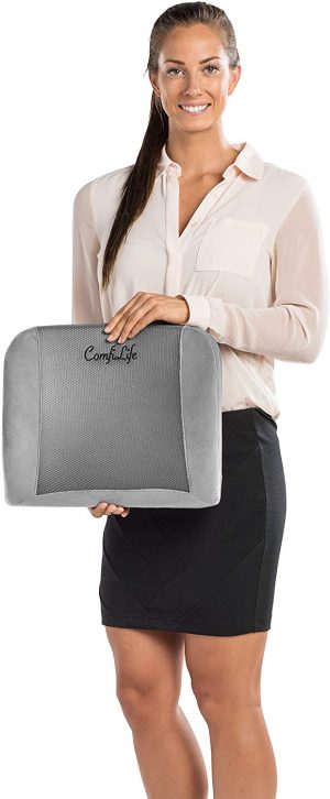 ComfiLife Lumbar Support Back Pillow Office Chair and Car Seat Cushion - Gray