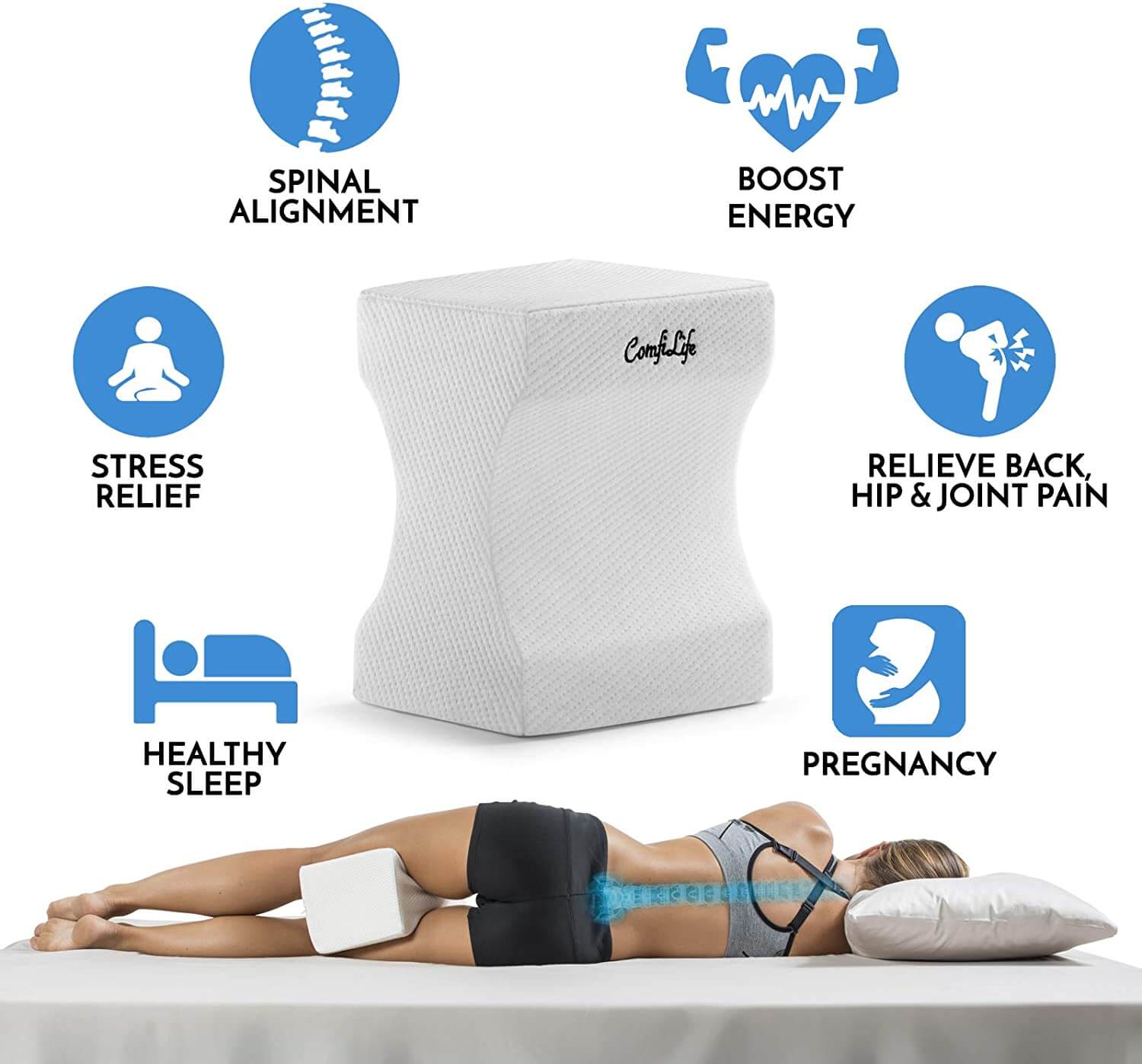 Soothing Pain Relief for Sciatica Leg & Knee Foam Support Pillow Back Hips 