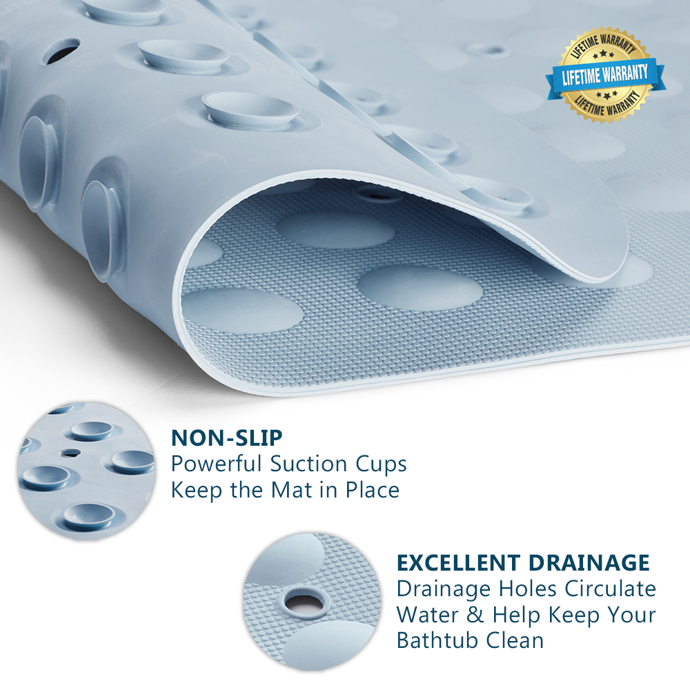 ComfiLife Bath Mat for Bathroom Tub and Shower – Non Slip Extra Large Bathtub  Mat with Drain Holes & Suction Cups – Wave – ComfiLife