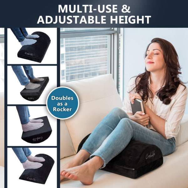 Memory Foam Orthopedic Adjustable Height Foot rest pillow Under Desk Ergonomic 