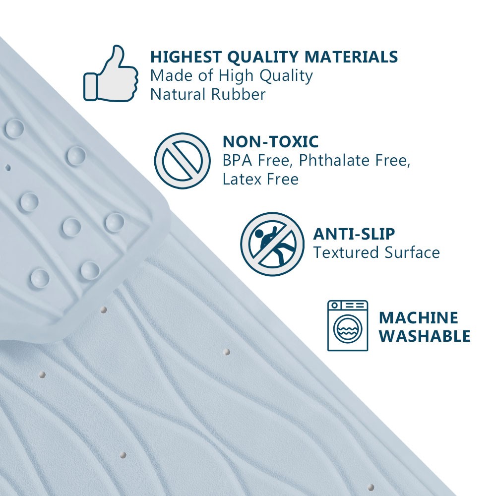 Round Shower Mat Textured Surface Anti Slip Bath Mats with Drain