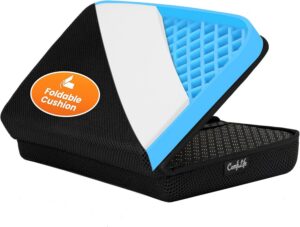 ComfiLife Ergo-Gel + Comfort Foam Airplane Seat Cushion – Travel Seat Cushion – Compact, Foldable, Portable Comfort Large